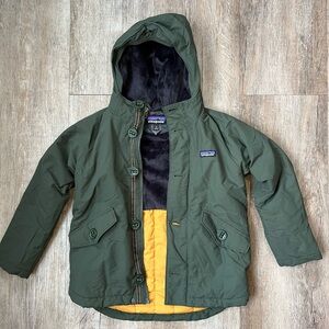 Patagonia Kids Small 7-8 Green, Yellow and Black Hooded Isthmus Coat